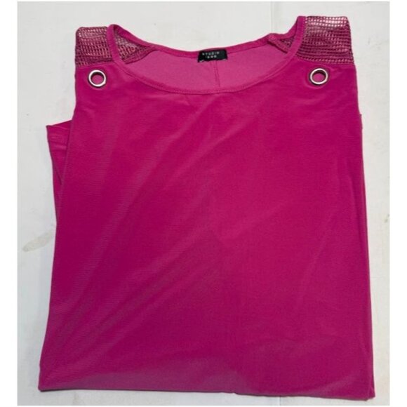 Studio 1886 Womens Short Sleeve Grommet Detail Top Mauve Size Medium - Picture 3 of 9